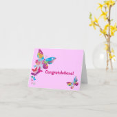 蝶新生児ガールカード カード (黄色い花)