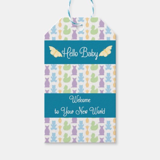 蝶新生児用ギフトラベル ギフトタグ (正面)