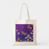 蝶日本の桜の花パーソナライズされた トートバッグ (裏面)
