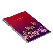 蝶日本の桜の花パーソナライズされた ノートブック (右側)