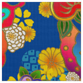 蝶日本の花紋 ファブリック (クローズアップ)