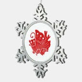 蝶日本人のKamonのアジアデザイン スノーフレークピューターオーナメント (右)