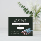 蝶暗藍色RSVPカード 出欠カード (スタンド正面)