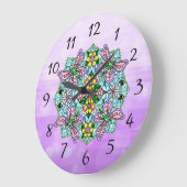 蝶曼荼羅お洒落手描き  ラージ壁時計 (傾斜)