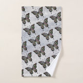 蝶柄銀タオルセット バスタオルセット (ハンドタオル)