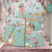 蝶格言と翼のある妖精ガーデングリーン ラッピングペーパーシート