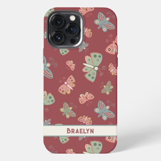 蝶模様のかわいいカスタムInspirivity iPhoneケース (裏面)