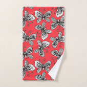 蝶模様 バスタオルセット (ハンドタオル)