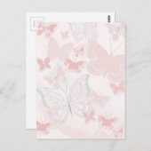 蝶水彩画を飛ばしているピンクの蝶 ポストカード (正面/裏面)