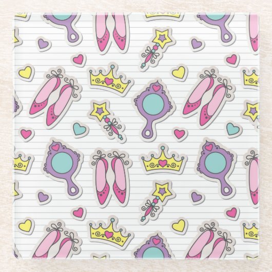 蝶王女パターン ガラスコースター (正面)