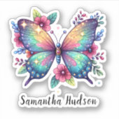 蝶白熱［赤熱］光を放つ名前をカスタムするパーソナライズされたシール シール (正面)