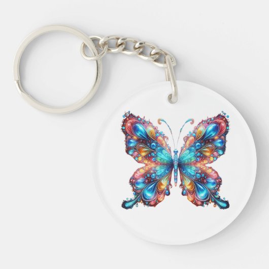 蝶白熱［赤熱］光を放つ キーホルダー (正面)