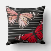 蝶白黒ストライプ クッション (裏面)