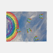 蝶空の虹|のパーソナライズな名前 フリースブランケット (正面(横))
