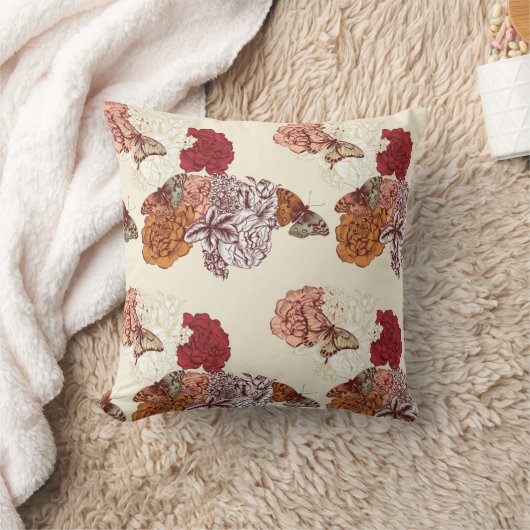 蝶素朴柄 クッション (ブランケット)