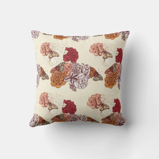 蝶素朴柄 クッション (裏面)