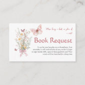 蝶素朴赤ちゃんシャワーブックリクエスト エンクロージャーカード (正面)