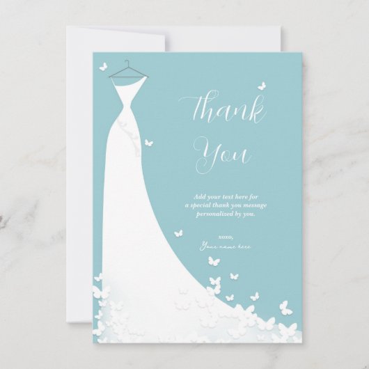 蝶結婚のドレスブライダルシャワーありがとう 招待状 (正面)