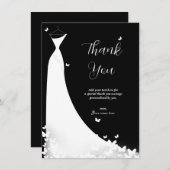 蝶結婚のドレスブライダルシャワーありがとう 招待状 (正面/裏面)