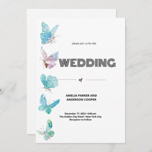 蝶結婚虫 招待状 (正面/裏面)