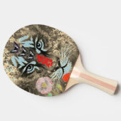 蝶絵を描付きトラカスタムイニシャル 卓球ラケット (横)