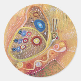 蝶絵画のステッカー ラウンドシール