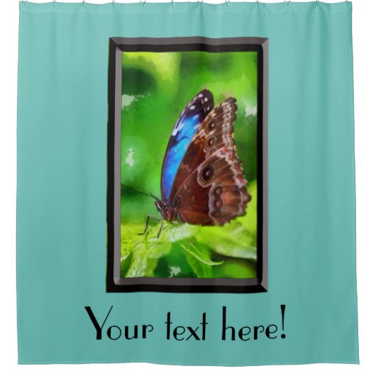 蝶絵画虫 シャワーカーテン (正面)