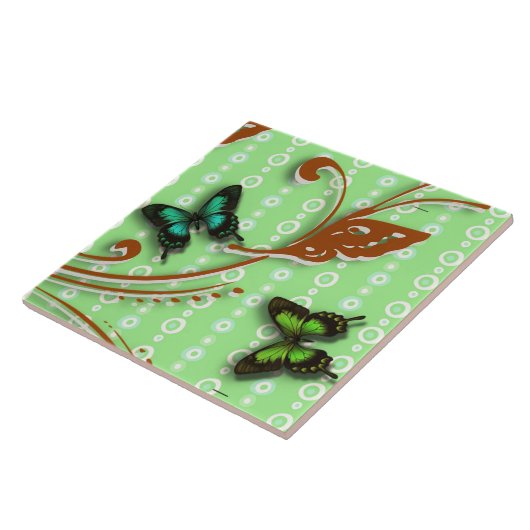 蝶緑の背景 タイル (側面)