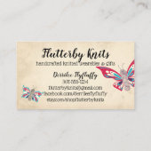 蝶編み物針の編機械の名刺 名刺 (裏面)