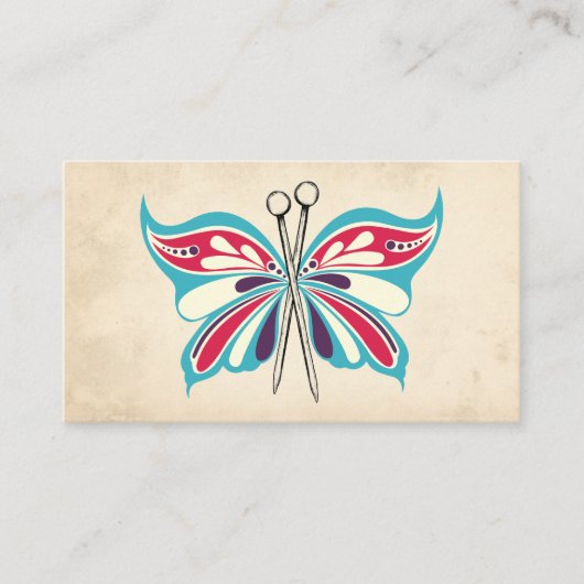 蝶編み物針の編機械の名刺 名刺 (正面)