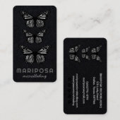 蝶美しいエステティシャンサロン白黒 名刺 (正面/裏面)