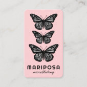 蝶美しいエステティシャンサロン赤面ピンク 名刺 (正面)