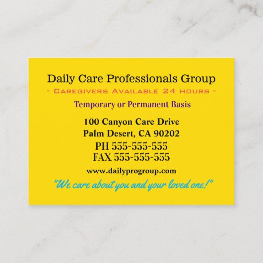 蝶美しい信頼できる介護者 名刺 (裏面)