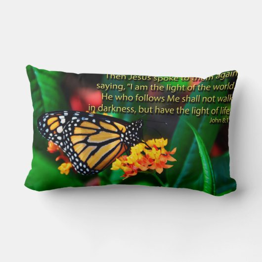 蝶聖書は感動的なことわざを引用します ランバークッション (裏面)