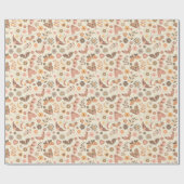 蝶自然と花柄 ラッピングペーパー (フラット)