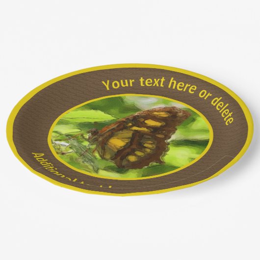 蝶自然アートパーソナライズされたパーティー ペーパープレート (アングル)