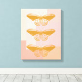 蝶自然イラストレーションインピンク |かわいい キャンバスプリント (インサイチュ (ウッドフロア))