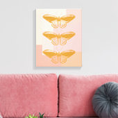 蝶自然イラストレーションインピンク |かわいい キャンバスプリント (インサイチュ (リビング))
