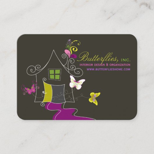 蝶花の家の家のモダンなプロフィールカード 名刺 (正面)
