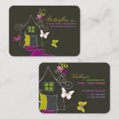 蝶花の家の家のモダンなプロフィールカード 名刺 (正面/裏面)