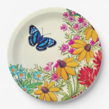 蝶花の庭の紙皿