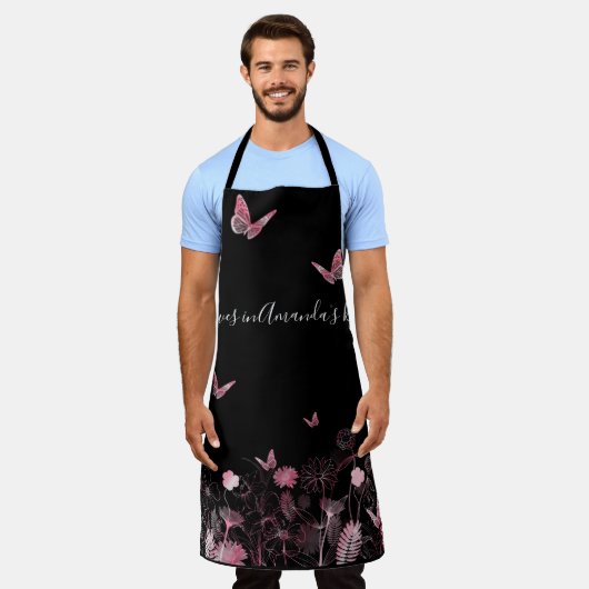 蝶花の畑 エプロン (着用した状態)