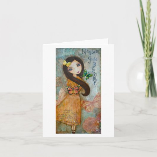 蝶芸術の女の子Notecard カード (正面)