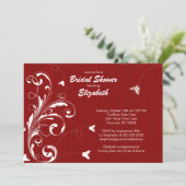 蝶華麗さのブライダルシャワーの招待の赤 招待状 (スタンド正面)