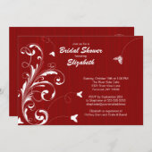 蝶華麗さのブライダルシャワーの招待の赤 招待状 (正面/裏面)