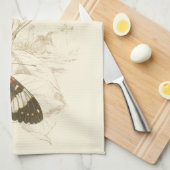 蝶葉付きセピカラフルア キッチンタオル (四つ折り)