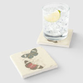 蝶葉付きセピカラフルア ストーンコースター (横)