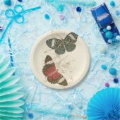 蝶葉付きセピカラフルア ペーパープレート (パーティー)