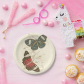 蝶葉付きセピカラフルア ペーパープレート (パーティー)