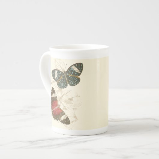 蝶葉付きセピカラフルア ボーンチャイナマグカップ (正面左)